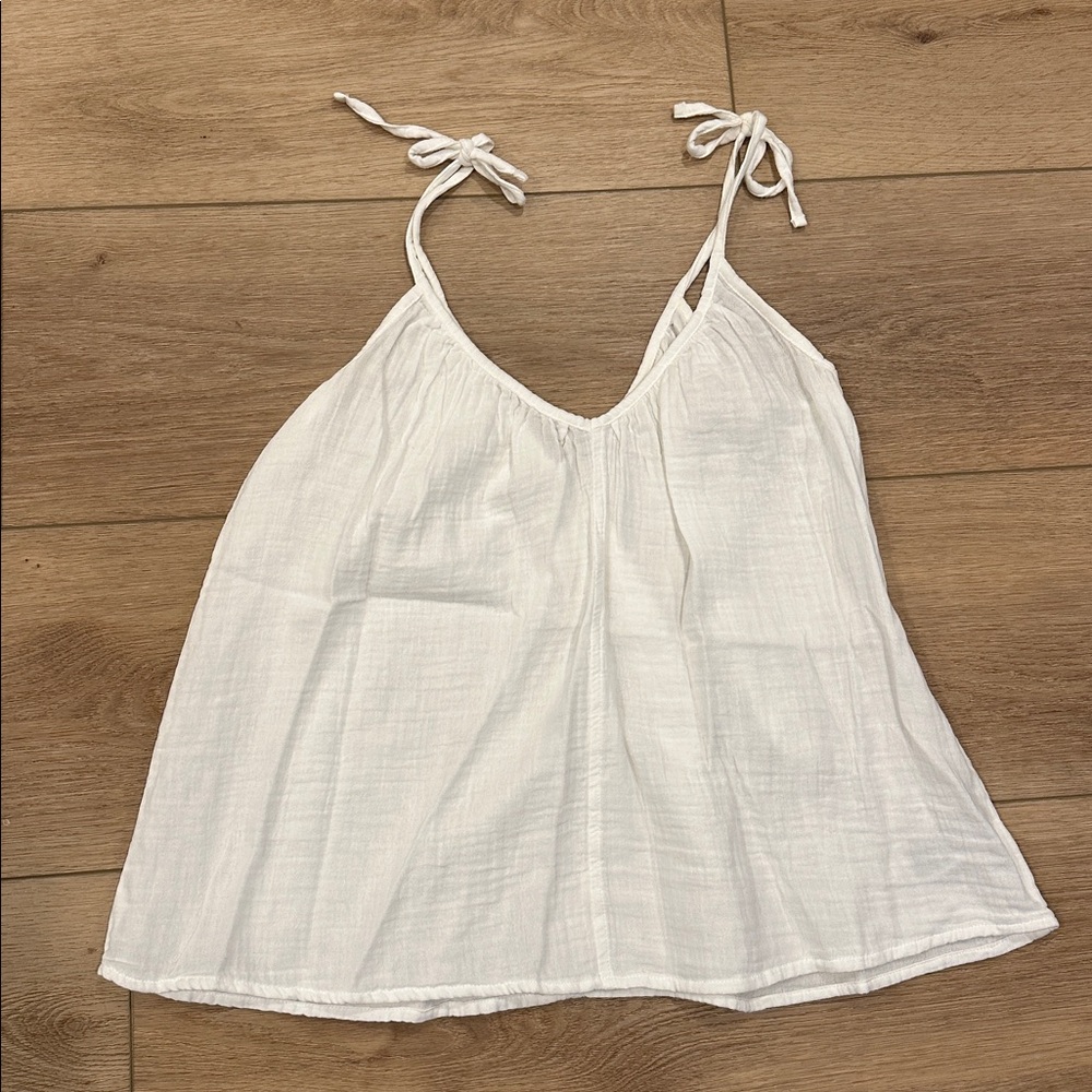 White Gauzy Tie-Strap Top